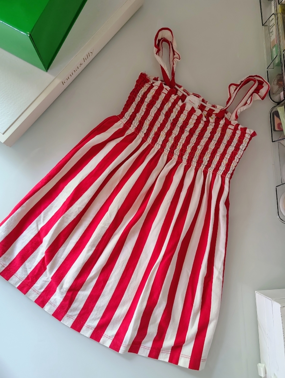Hanna Andersson Red and White Striped Girls Sundress size 5